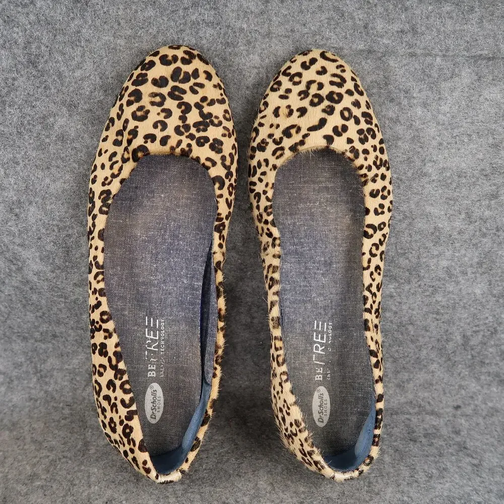 Dr Scholls Shoes Womens 9 Ballet Flats Animal Print Fur Slip On Round Toe Casual